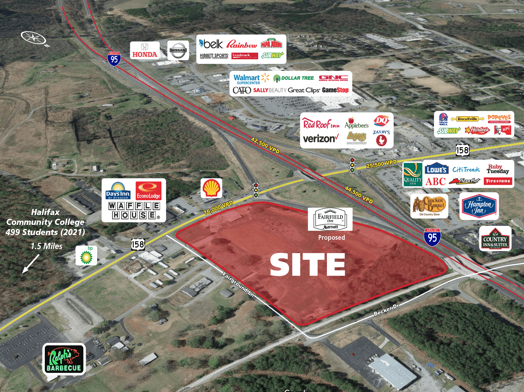 Highway Retail Pads Available – Roanoke, NC (MSA)