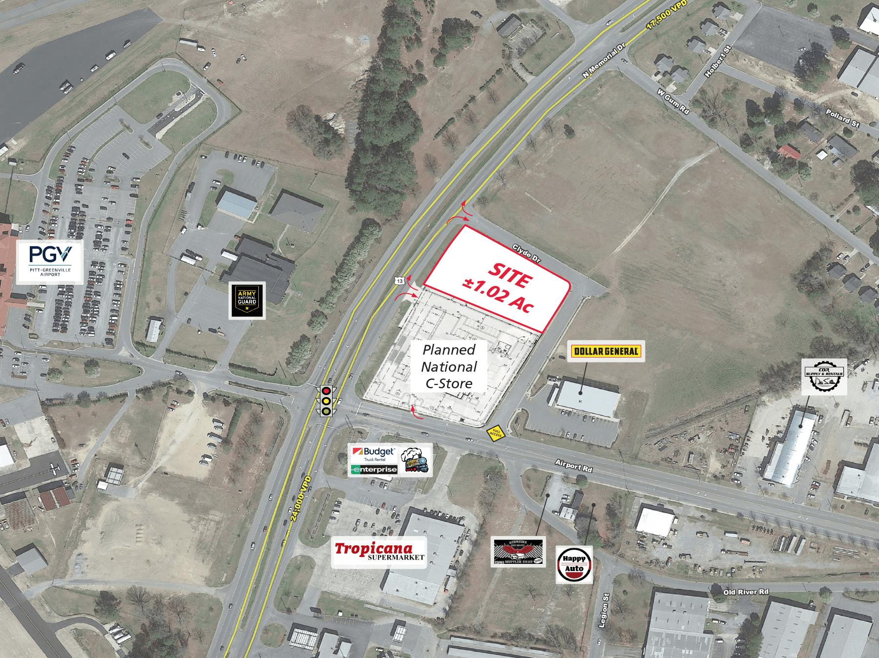 MEMORIAL DR. GREENVILLE NC PAD SITE